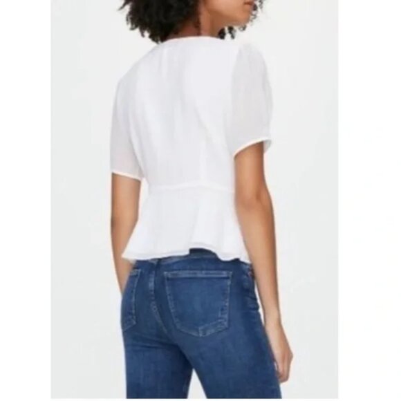 NEW Aritzia Wilfred Cream V-Neck Blouse - Picture 2 of 6